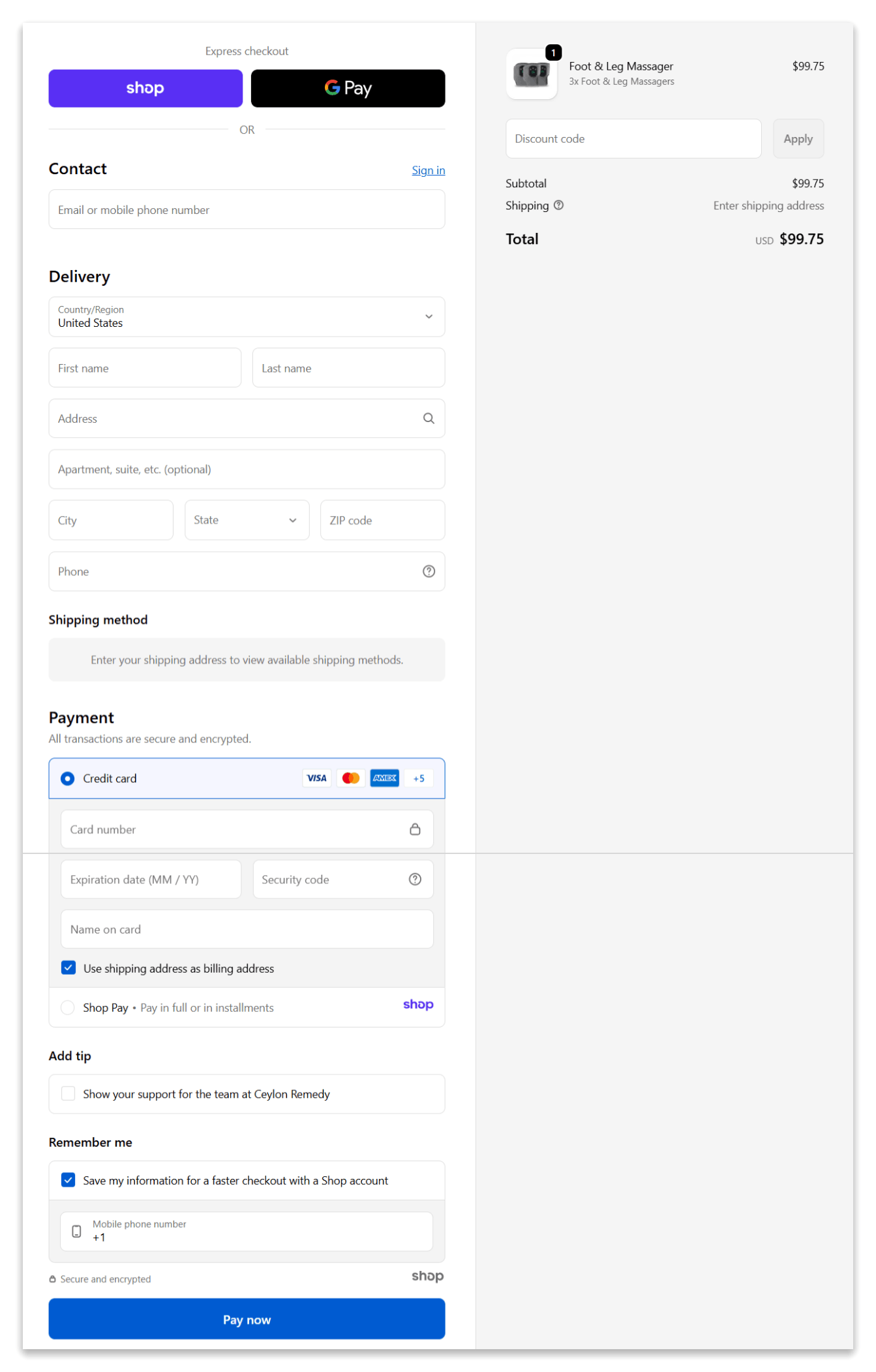 RejuvaCare FootRenew secure checkout page